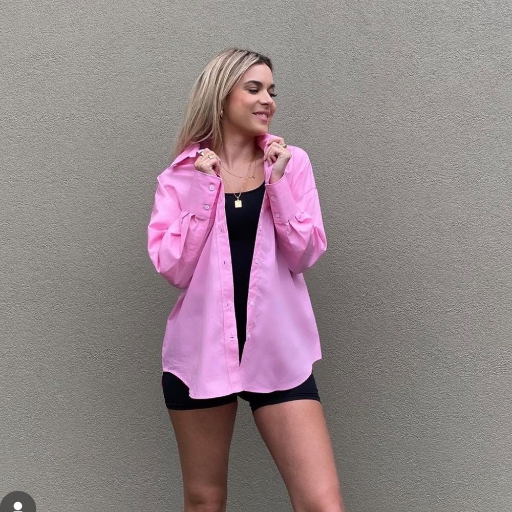Zara pink button up shirt